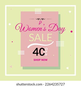 Happy women's day 40% discount sale offer banner. International women's day social media post promotion.International women’s day discount sale

-4000px.4000px
-RGB Color Mode
-300dpi