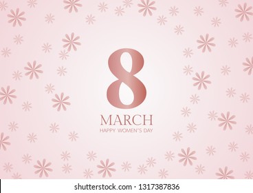 Happy Women's Day 8 March with pink flower background template for International Women's Day. Vector illustration.