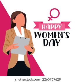 happy women's day 8 march banner design pink and white color in vector 