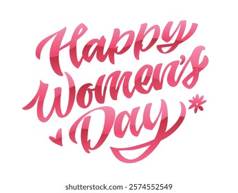 Happy Womens Day. 8 march. Cute hand drawn doodle lettering quote. Lettering for t-shirt design, mug print, bag print, clothes fashion. 100% hand drawn vector image.