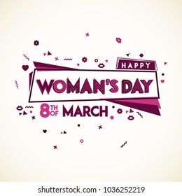 Happy Womens Day. 8th of March. Typographical design. Vector elements.