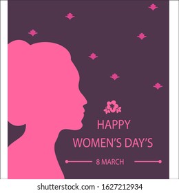 Happy Women's Day 8th March illustration, Beautiful woman.