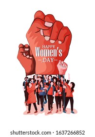 Happy Womens Day 8th March illustration of beautiful designing elements and women power