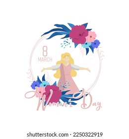 happy women's day. 8th march. illustration of women's happiness. vector illustration