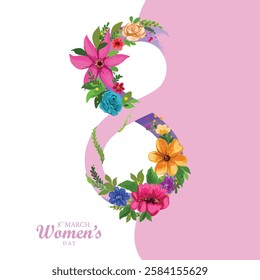 Happy womens day 8th march greeting card design