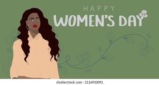 Happy Women's Day. African american woman. Greeting card