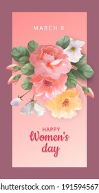 Happy Women's Day Background with beautiful roses