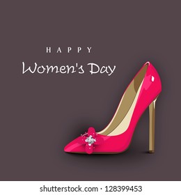 Happy Women's Day background with ladies shoe.