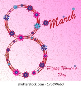 Happy Women's Day background on the pink phone