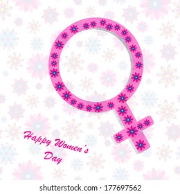 Happy Women's Day background on the white phone with flowers