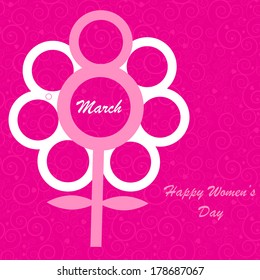 Happy Women's Day background on the pink phone with spirals