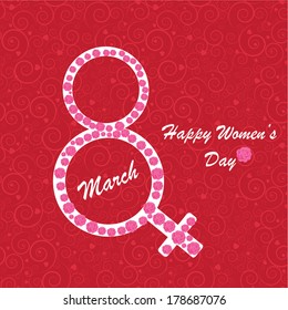 Happy Women's Day background on the red phone with spirals