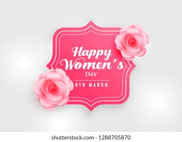 happy women's day background with pink rose flower