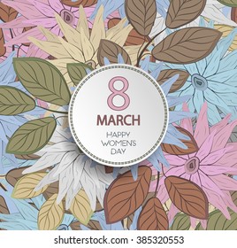 Happy Women's Day Background With Plate On A Floral Background