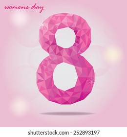 Happy Women's Day background with stylish colorful , low poly creative design. 8 March, vector.