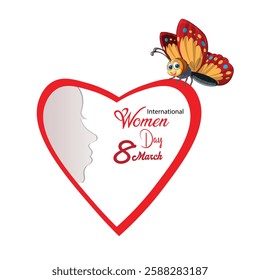 Happy Women's Day banner with beautiful woman . 8 March vector banner template with pretty girl and lettering.