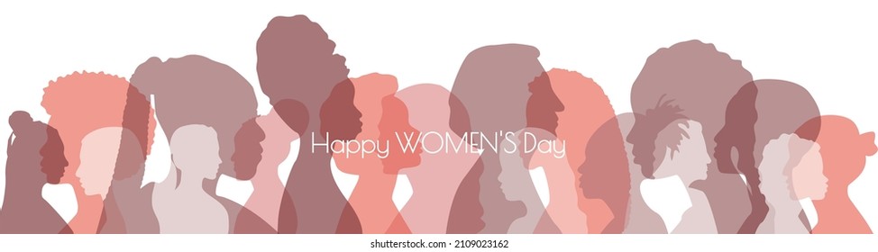 Happy Women's Day banner.	
Flat vector card.