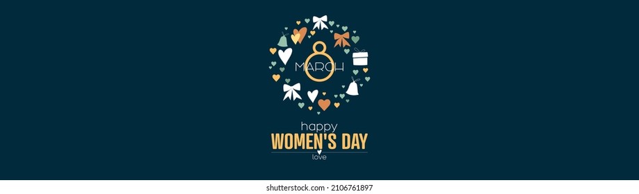 Happy Women's Day banner. March 8.
