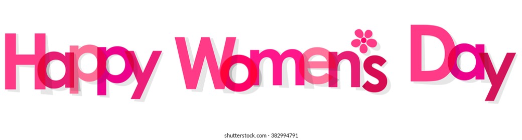 Happy Women's Day banner pink with Flower transparent on a white background.