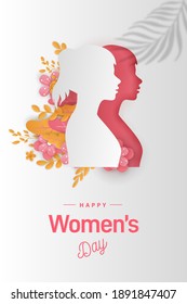 happy women's day banners illustration love, paper cut art style. Premium Vector