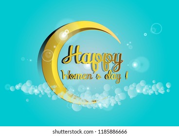 happy women's day, beautiful greeting card background, poster or banner with crescent moon decoration theme. design vector illustration