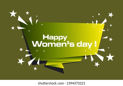 happy women's day, beautiful greeting card background or banner with yellow label