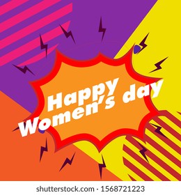 happy women's day, beautiful greeting card background or template banner with comic theme. vector design illustration