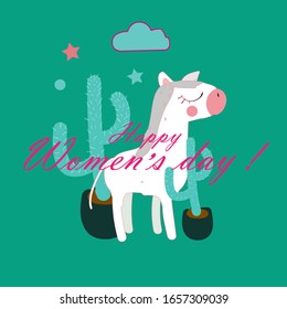 happy women's day, beautiful greeting card background or template banner with animal theme. vector design illustration