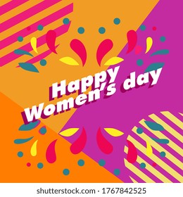 happy women's day, beautiful greeting card background or banner with cute summer theme. vector