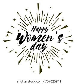 Happy Women's Day, Beautiful greeting card poster with calligraphy text