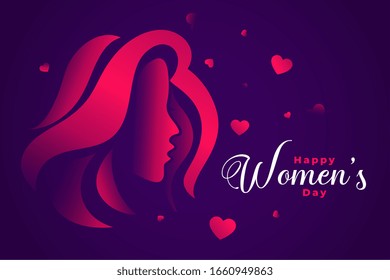 happy womens day beautiful hearts and face background