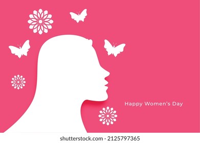 happy womens day card with butterly