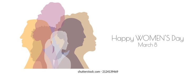 Happy Women's Day card. Flat vector illustration.