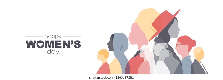 Happy Women's Day card. Flat vector illustration.