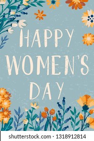 Happy women's day. Card with flower decoration
