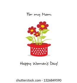 Happy Women's day card with flowers