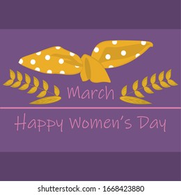 Happy Womens Day Card With A Hair Bun - Vector