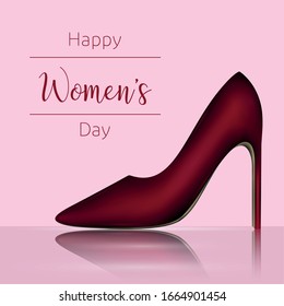 Happy womens day card with a heel shoe - Vector