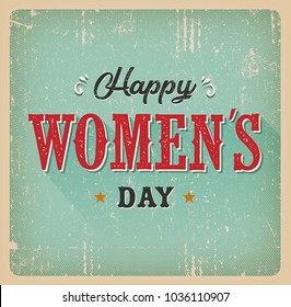 Happy Women's Day Card/
Illustration of a vintage and grunge textured happy women's day card