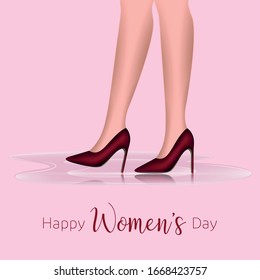 Happy womens day card with a legs - Vector