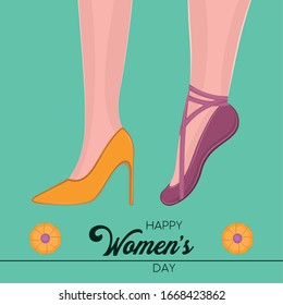 Happy womens day card with a legs - Vector
