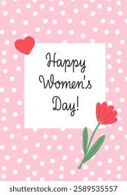Happy Women's Day Card with Tulip and Heart