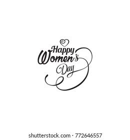 Happy Women's Day card, typography poster with modern calligraphy. Retro vintage style. Vector Illustration