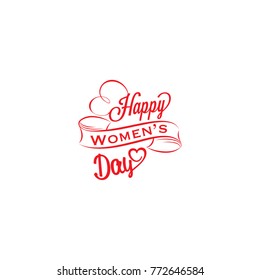 Happy Women's Day card, typography poster with modern calligraphy. Retro vintage style. Vector Illustration