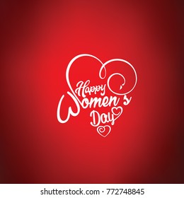 Happy Women's Day card, typography poster with modern calligraphy. Retro vintage style. Vector Illustration