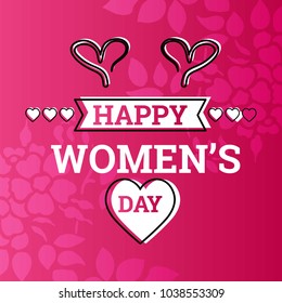 Happy Women's day card wiht red background vector