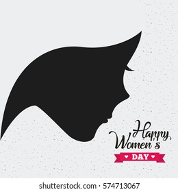 happy womens day card with woman profile icon. colorful design. vector illustration