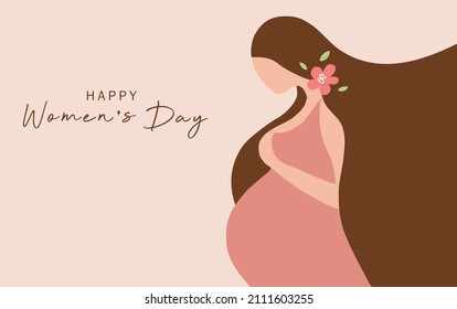 Happy women's day concept, beautiful pregnant women vector illustration