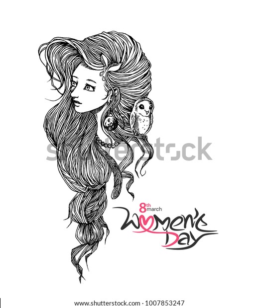Happy Womens Day Concept Hand Drawn Stock Vector Royalty Free 1007853247