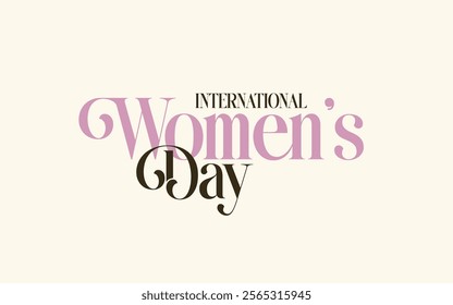 Happy Womens Day Decent Luxury Typography Text on white background. Woman Day Logo, Emblem, Greeting Card, Cover, Banner. Vector Template